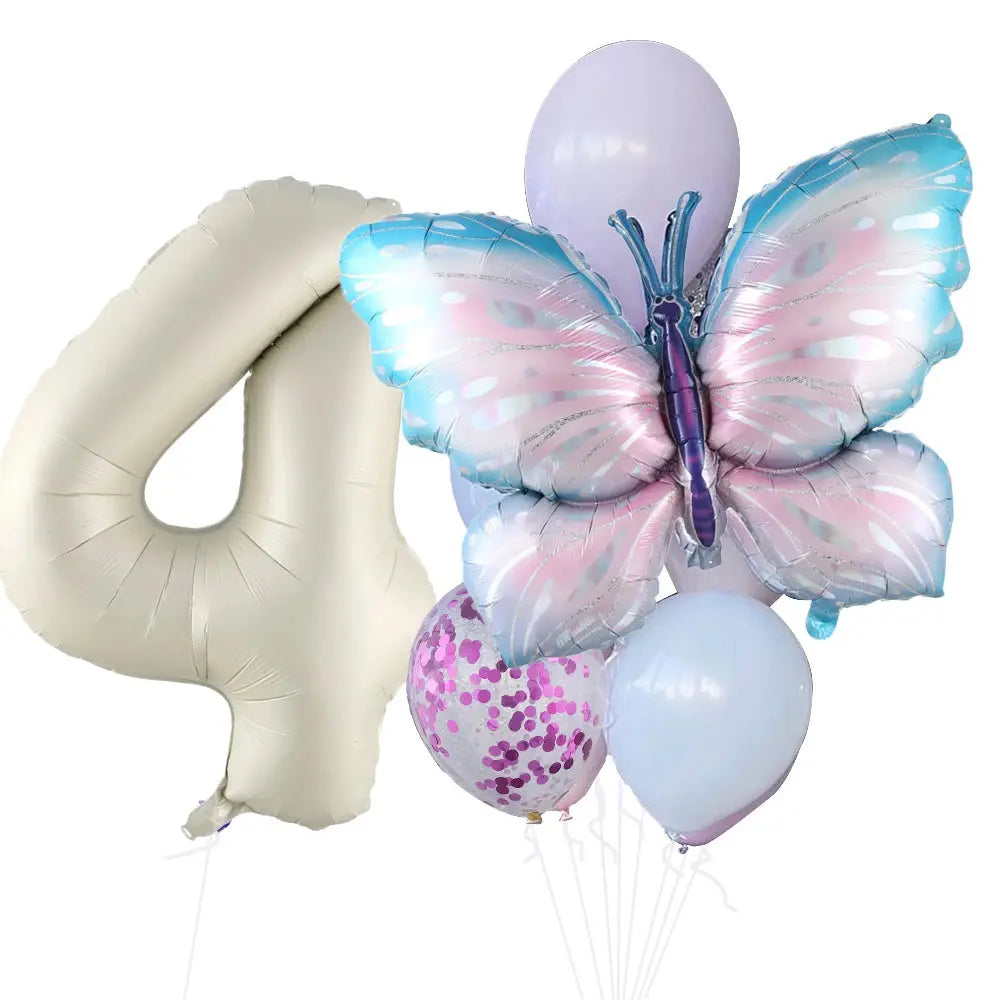 10pcs New Products Gradual Pink Butterfly Foil Balloon 40inch Purple Cream Digital Balloon Baby Shower Birthday Party Decoration - Baby World