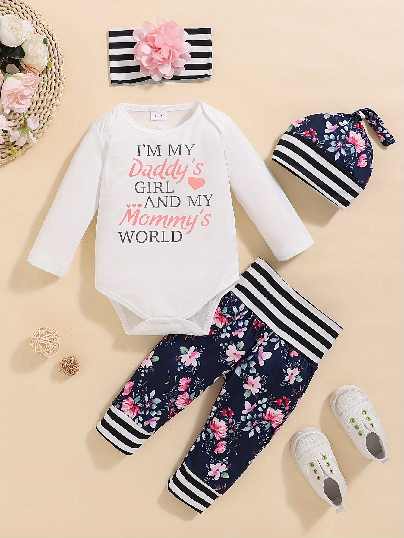 Girls Cute Letter Of Love Print Long Sleeve Bodysuit