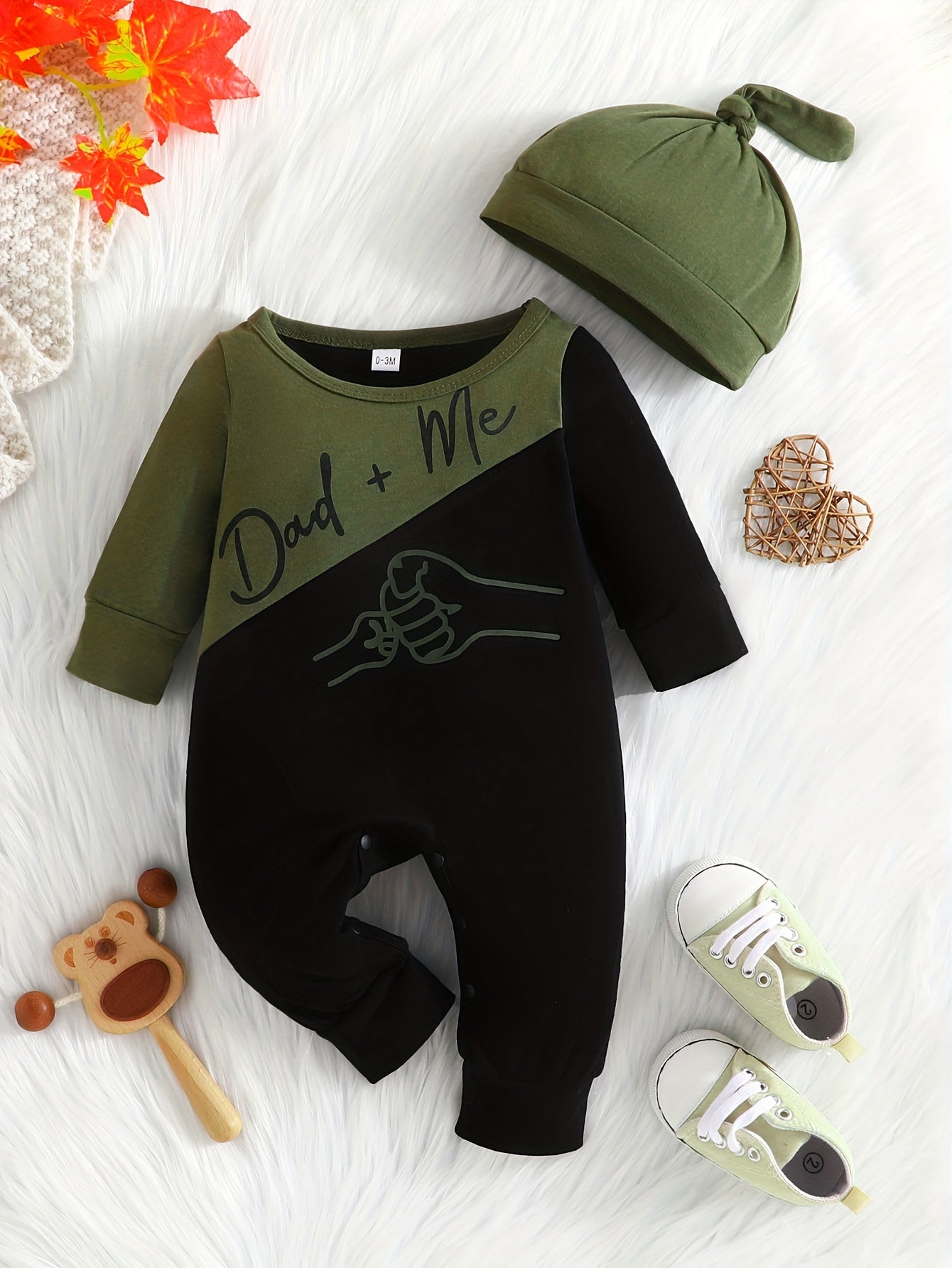 Boys Stylish DADDY & ME Print Long Sleeve Hoodie & Trousers Set