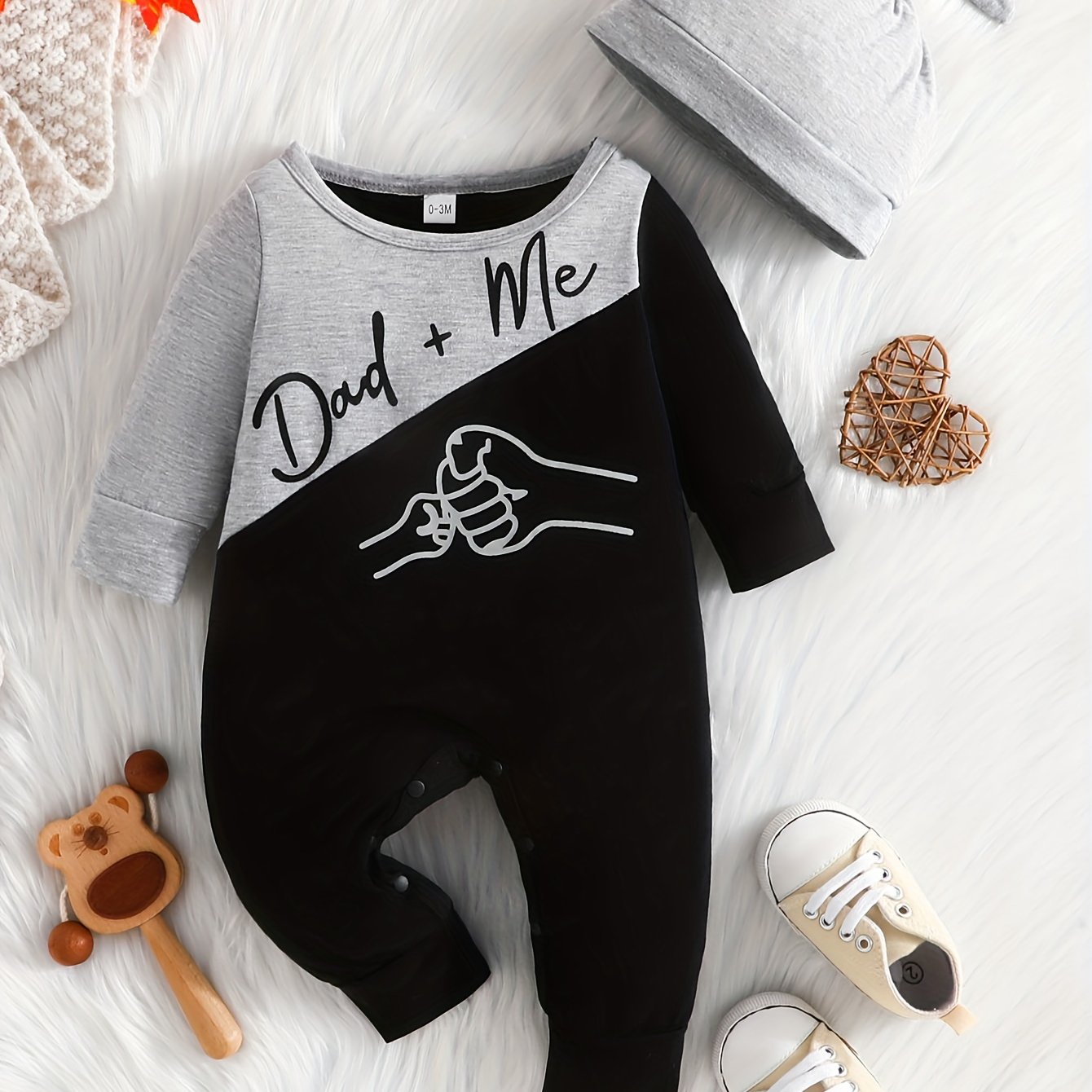Boys Stylish DADDY & ME Print Long Sleeve Hoodie & Trousers Set