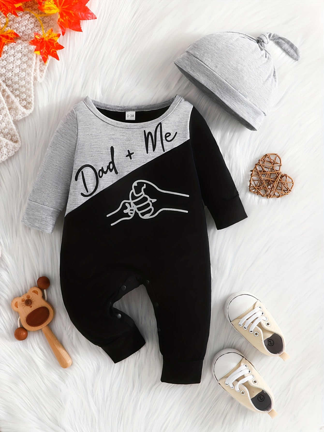 Boys Stylish DADDY & ME Print Long Sleeve Hoodie & Trousers Set