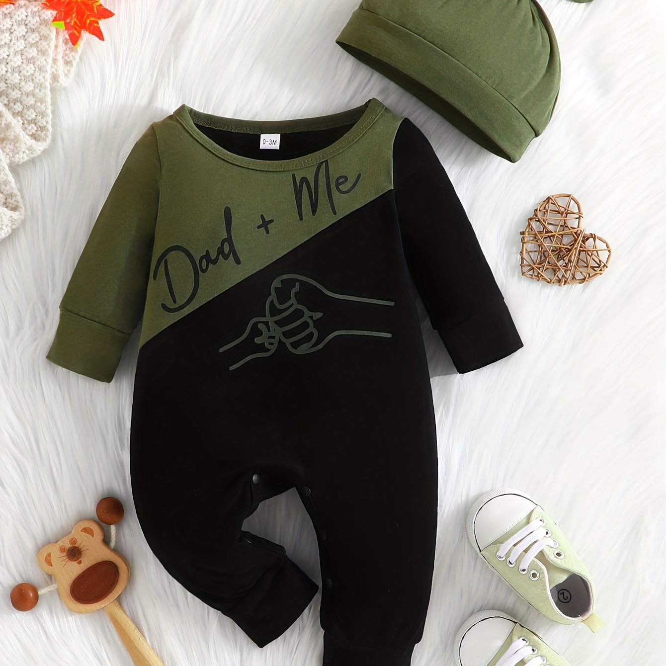 Boys Stylish DADDY & ME Print Long Sleeve Hoodie & Trousers Set