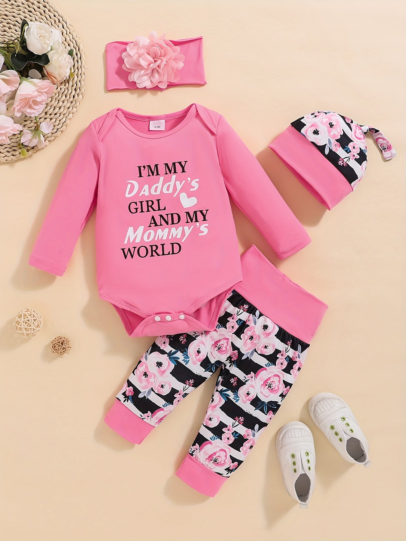 Girls Cute Letter Of Love Print Long Sleeve Bodysuit