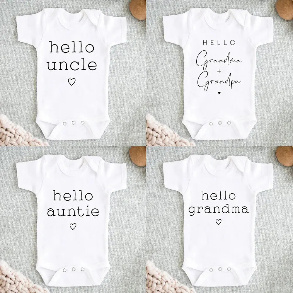 Hello Uncle/Auntie Short Sleeve Baby Romper - Baby World