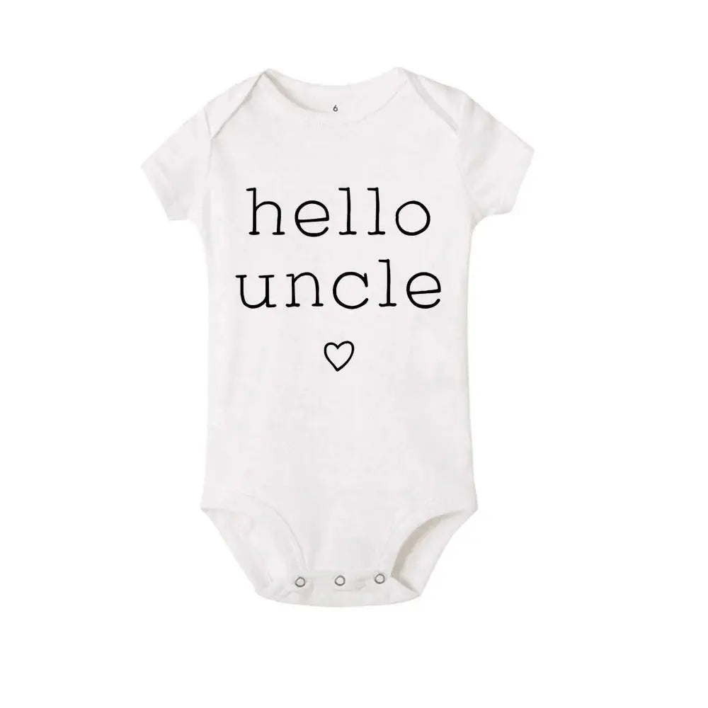 Hello Uncle/Auntie Short Sleeve Baby Romper - Baby World