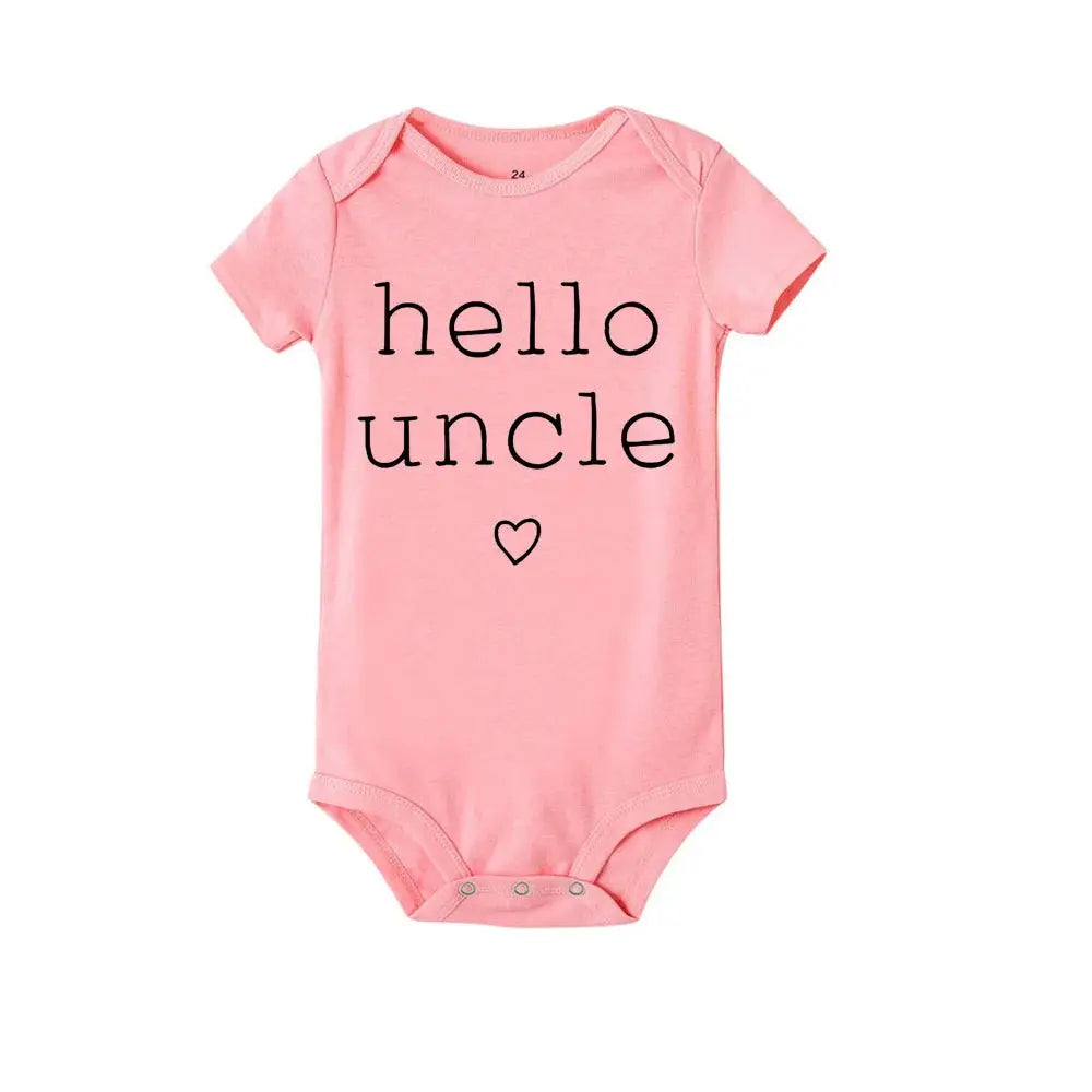 Hello Uncle/Auntie Short Sleeve Baby Romper - Baby World