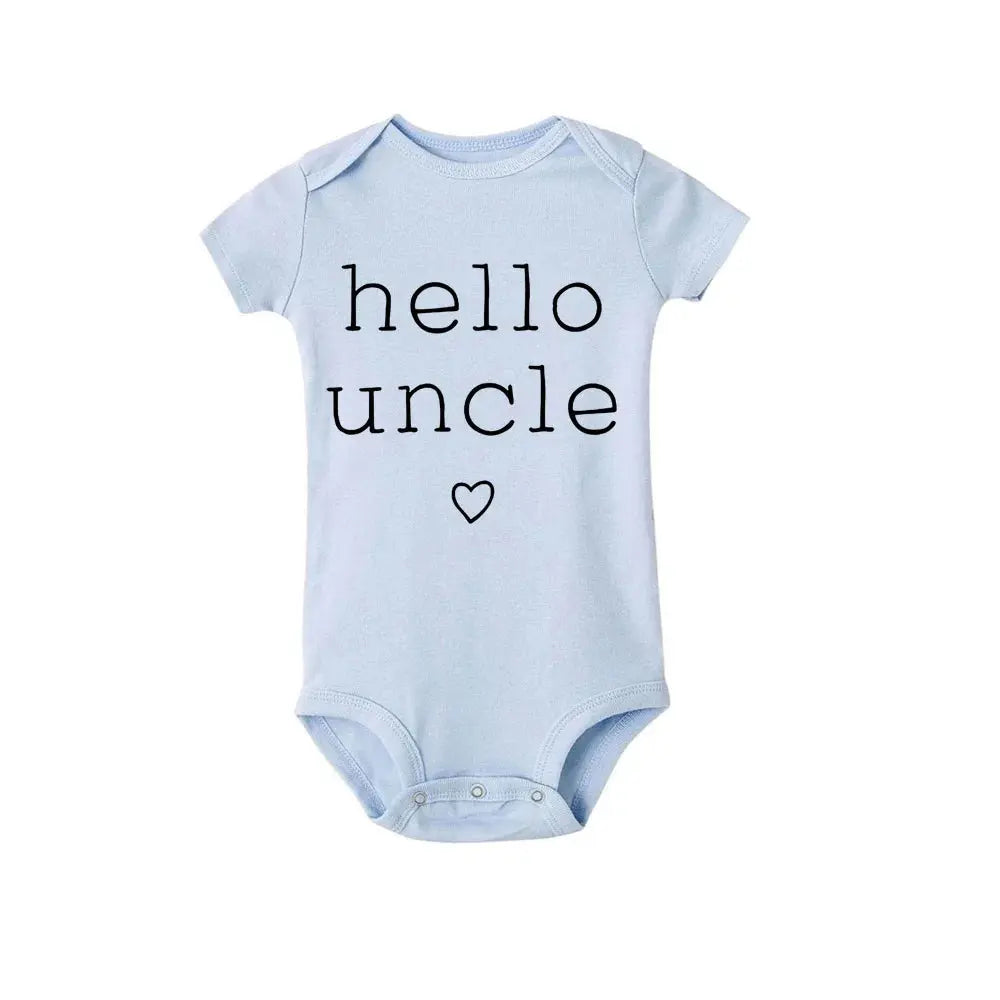 Hello Uncle/Auntie Short Sleeve Baby Romper - Baby World