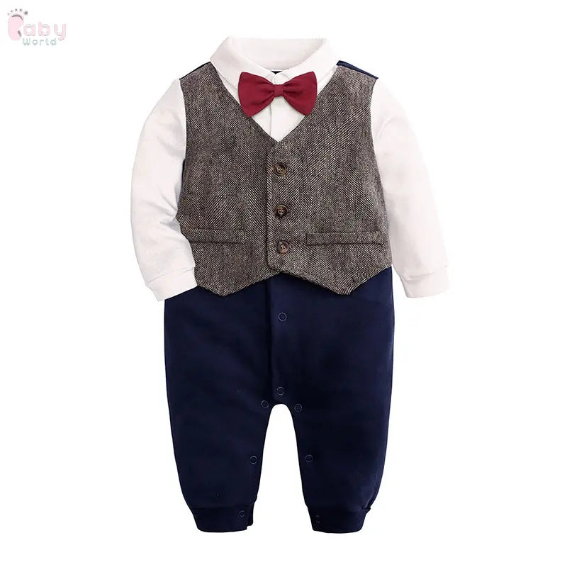 Baby Cute Dress Bow Tie Shirt Gentleman Suit Baby World