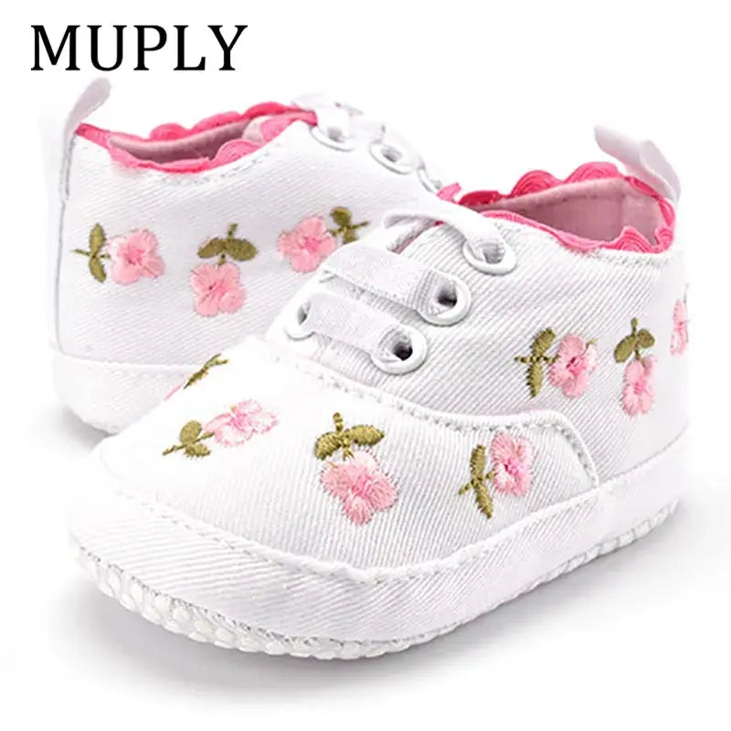 Baby Girl Floral Embroidered Soft Shoes - Baby World