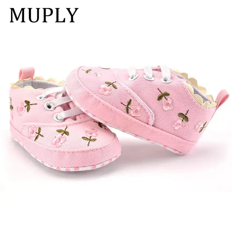 Baby Girl Floral Embroidered Soft Shoes - Baby World