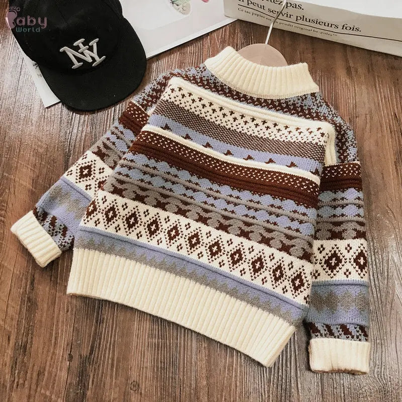 Boy Thickened Head Wool Shirt Baby Sweater Baby World