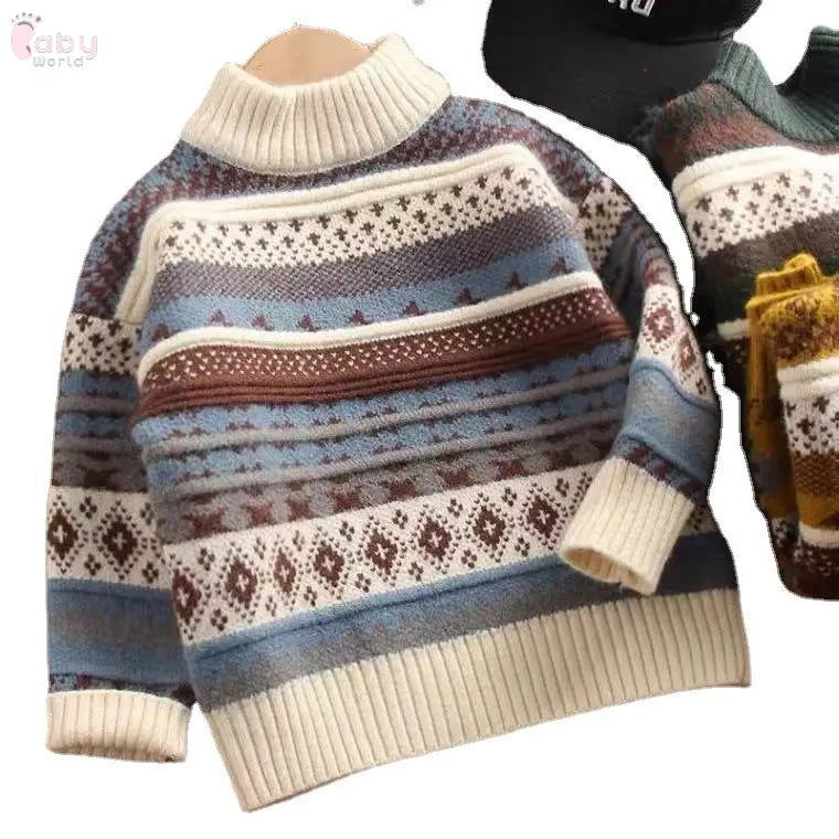 Boy Thickened Head Wool Shirt Baby Sweater Baby World