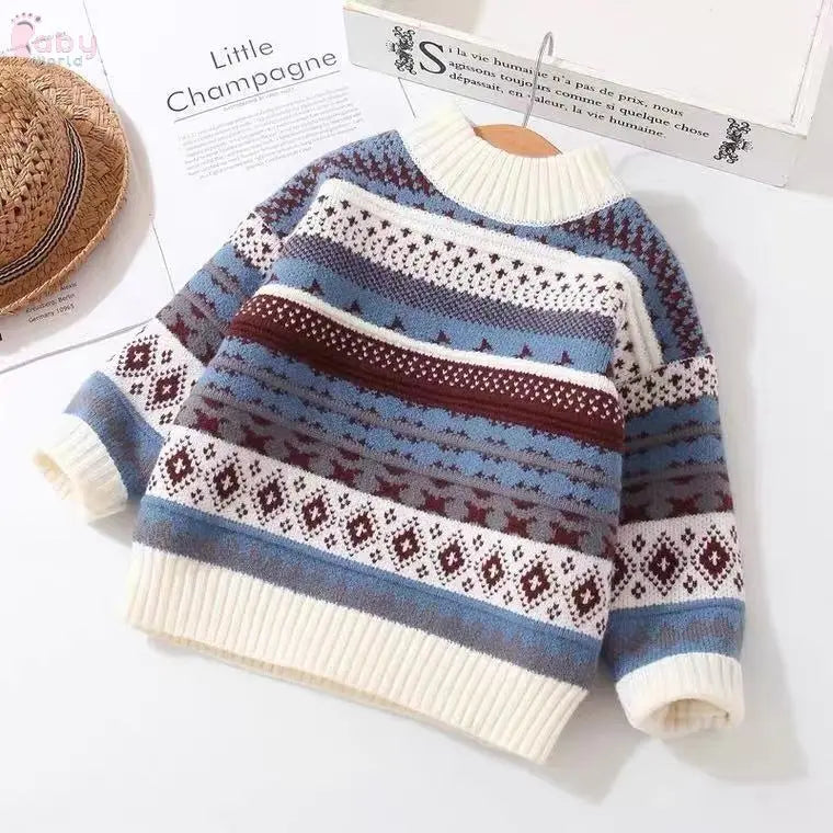 Boy Thickened Head Wool Shirt Baby Sweater Baby World