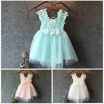 Citgeett Summer Fashion Kids Baby Girls Princess Lace Tulle Flower Tutu Backless Gown Formal Party Dress Clothes 2-7Y Baby World