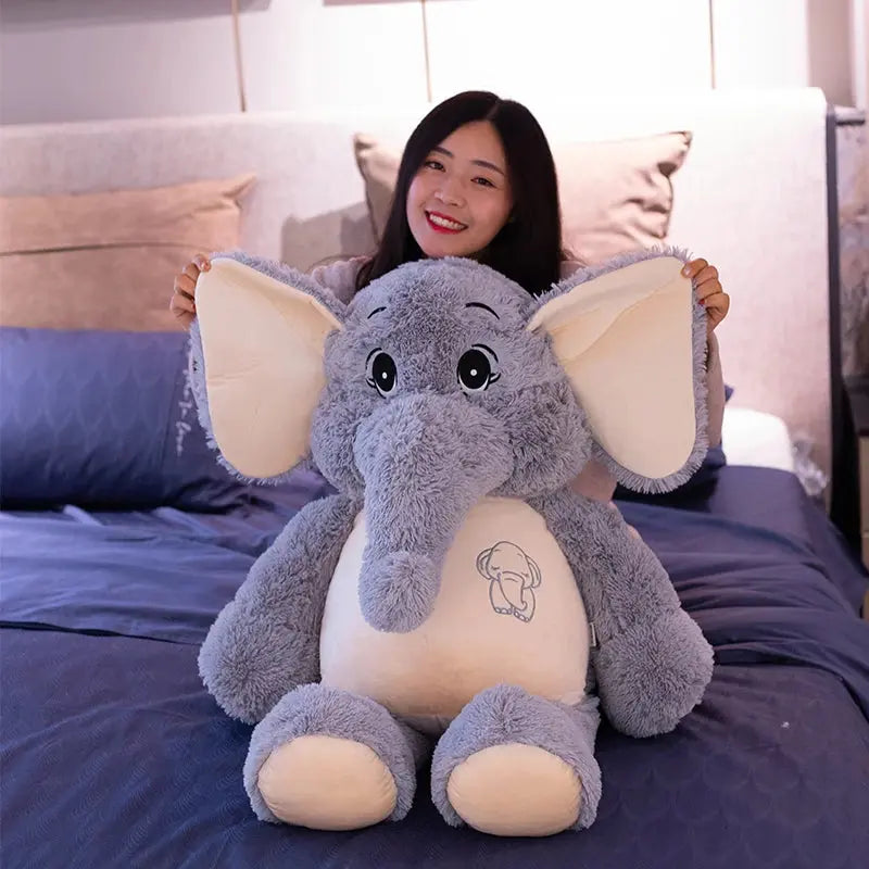 Giant plush Elephant Toys Grey Stuffed Big flappy Ears Long Plush elephant Animal toys for Children Christmas Gift for Children - Baby World