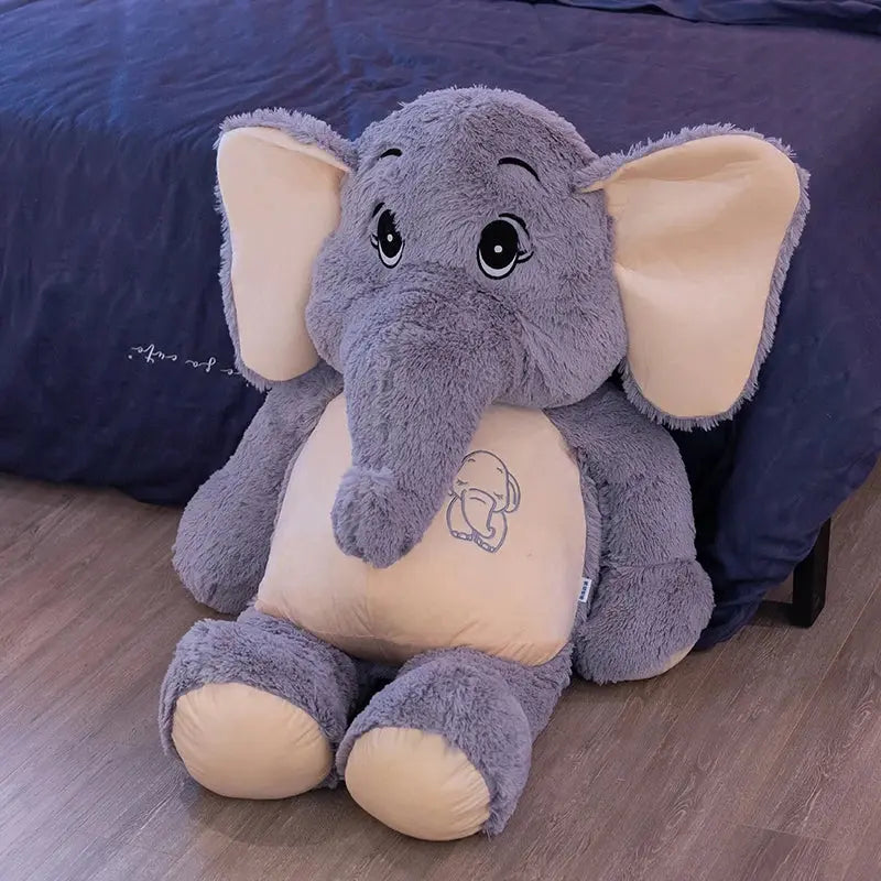 Giant plush Elephant Toys Grey Stuffed Big flappy Ears Long Plush elephant Animal toys for Children Christmas Gift for Children - Baby World