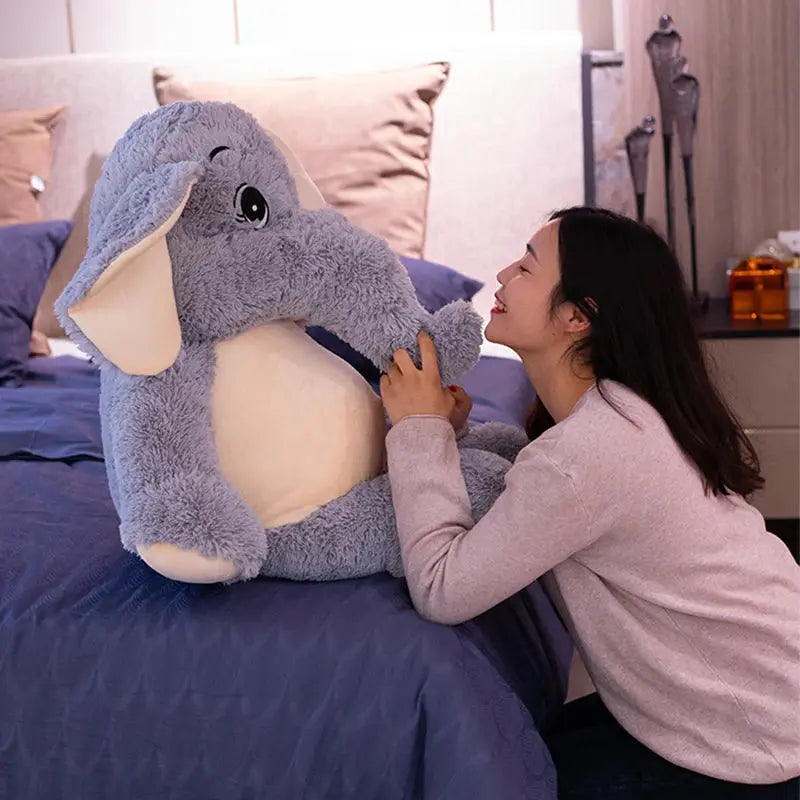 Giant plush Elephant Toys Grey Stuffed Big flappy Ears Long Plush elephant Animal toys for Children Christmas Gift for Children - Baby World