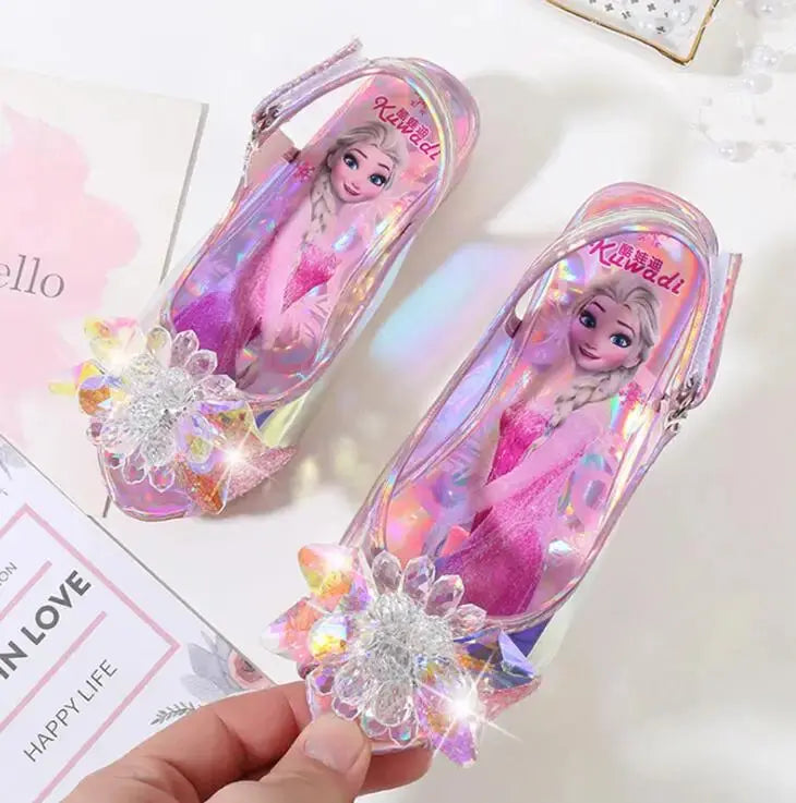 Girls Party Shoes Princess Sandals Leather Glitter Crystals Rhinestones Knot Kids Shoes Elsa Sandals Children gift - Baby World