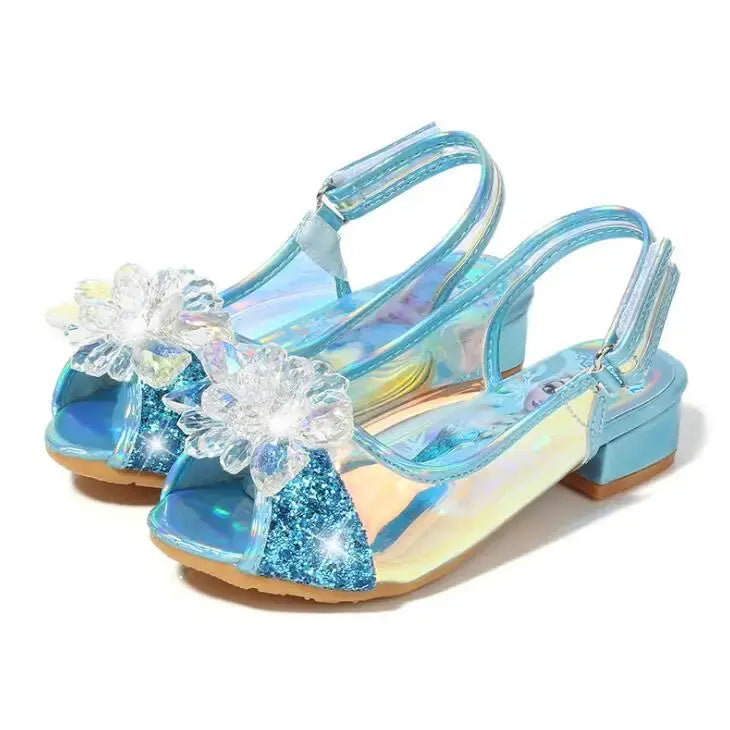 Girls Party Shoes Princess Sandals Leather Glitter Crystals Rhinestones Knot Kids Shoes Elsa Sandals Children gift - Baby World