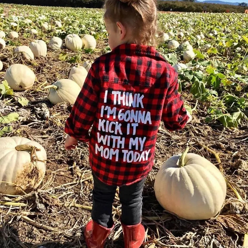 Girls red plaid letter print shirt Baby World