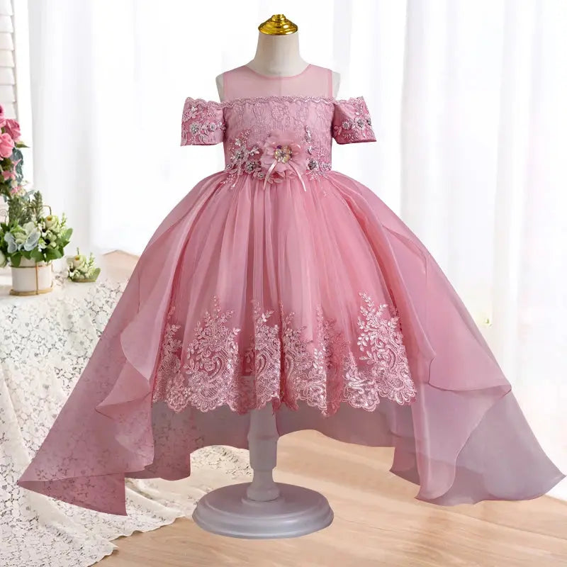 New High quality baby lace princess dress for girl elegant birthday party trailing dress Baby girl's christmas clothes 3-12yrs - Baby World