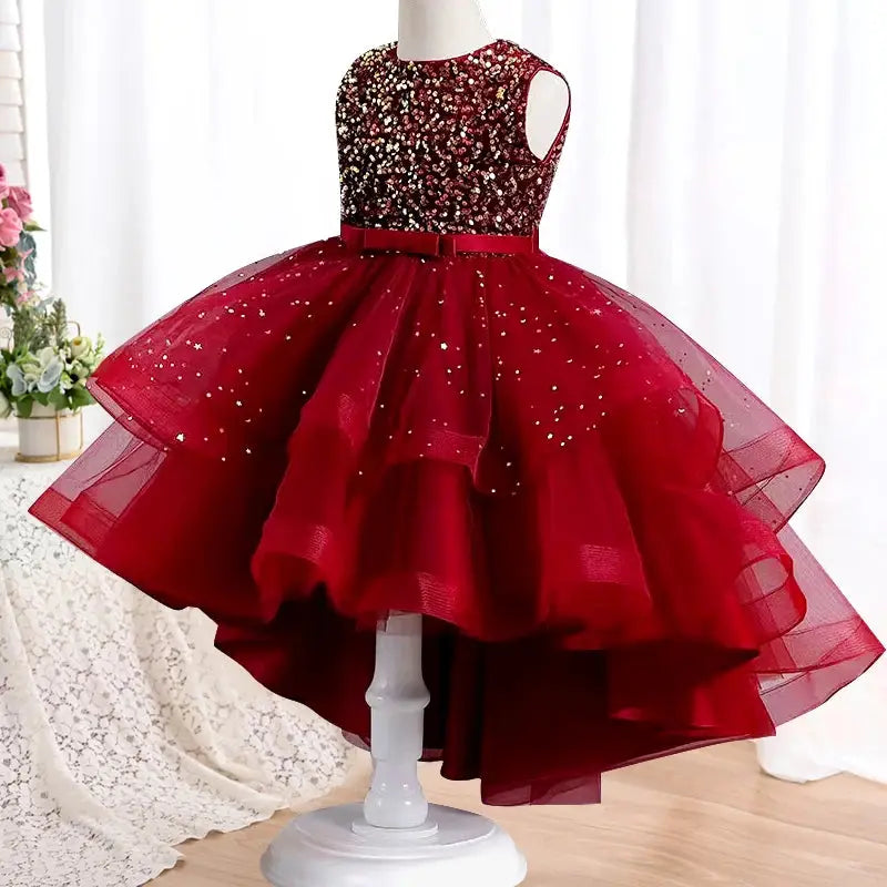 New High quality baby lace princess dress for girl elegant birthday party trailing dress Baby girl's christmas clothes 3-12yrs - Baby World