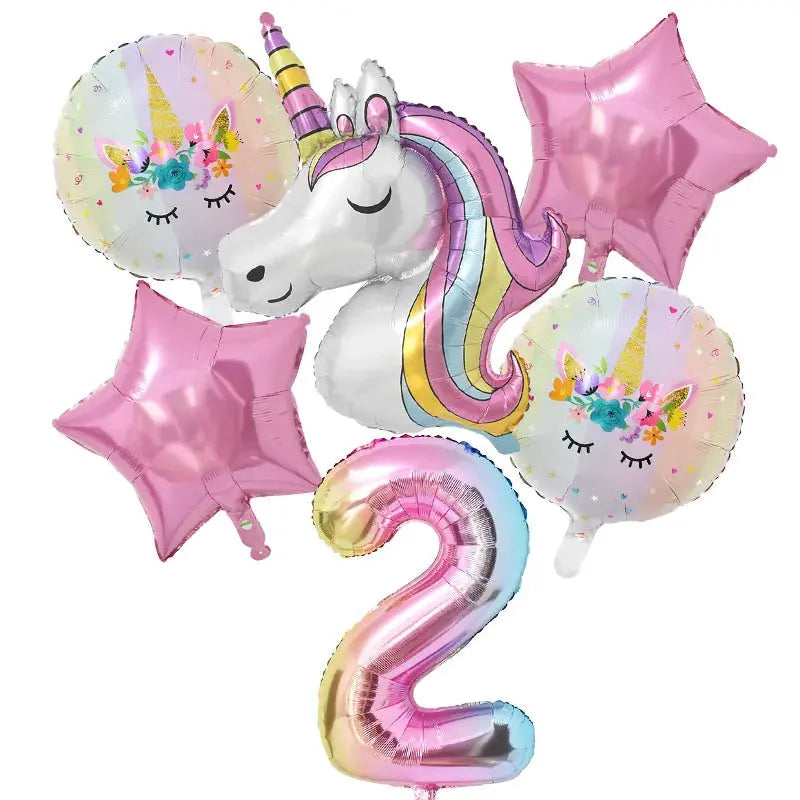 Rainbow Unicorn Balloon 32 inch Number Foil Balloons - Baby World