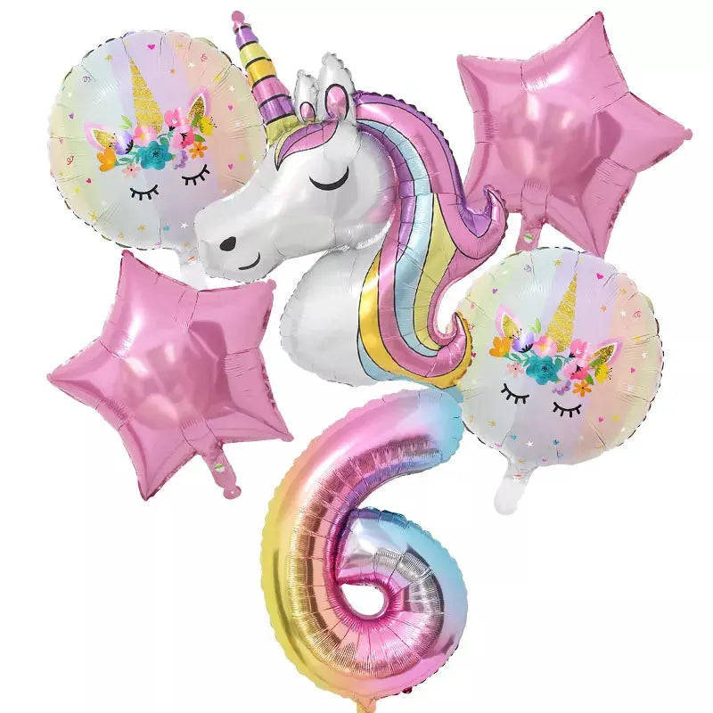 Rainbow Unicorn Balloon 32 inch Number Foil Balloons - Baby World