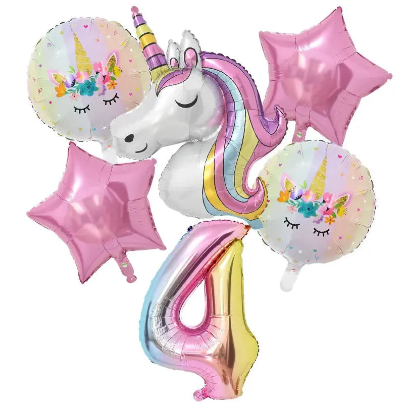 Rainbow Unicorn Balloon 32 inch Number Foil Balloons - Baby World