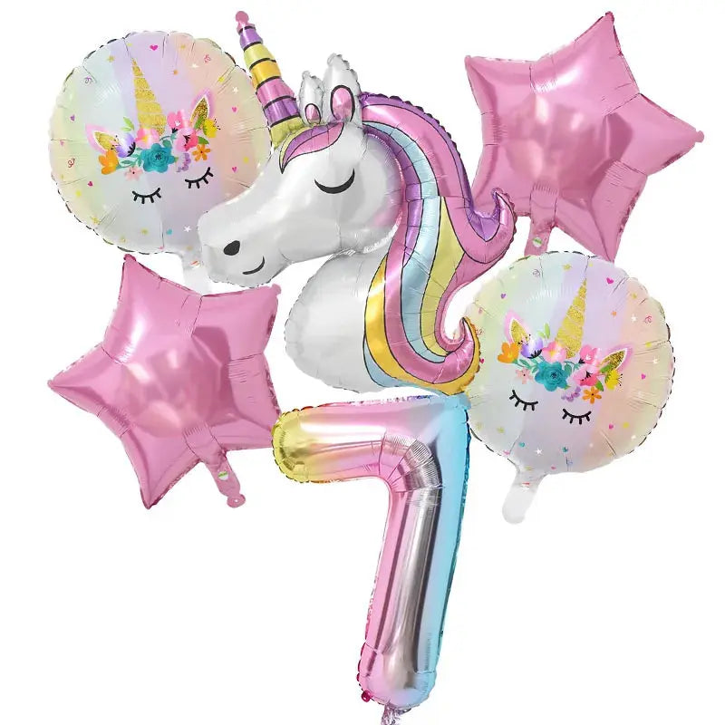 Rainbow Unicorn Balloon 32 inch Number Foil Balloons - Baby World