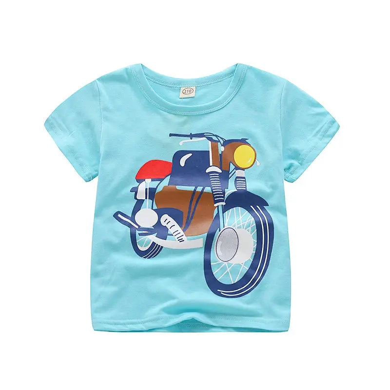 V-TREE Summer Baby Boys T Shirt Cartoon Car Print Cotton Tops Tees T Shirt For Boys Kids Children Outwear Clothes Tops 2-8 Year - Baby World