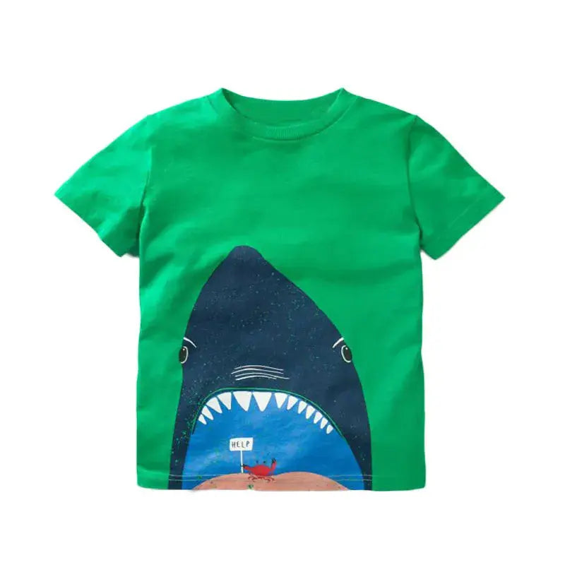 V-TREE Summer Baby Boys T Shirt Cartoon Car Print Cotton Tops Tees T Shirt For Boys Kids Children Outwear Clothes Tops 2-8 Year - Baby World