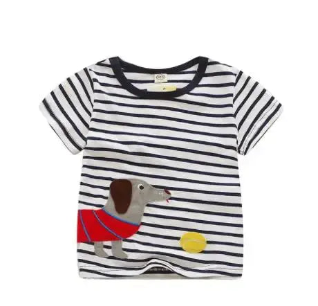 V-TREE Summer Baby Boys T Shirt Cartoon Car Print Cotton Tops Tees T Shirt For Boys Kids Children Outwear Clothes Tops 2-8 Year - Baby World