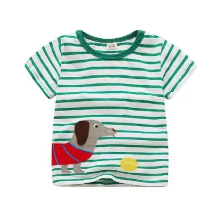 V-TREE Summer Baby Boys T Shirt Cartoon Car Print Cotton Tops Tees T Shirt For Boys Kids Children Outwear Clothes Tops 2-8 Year - Baby World