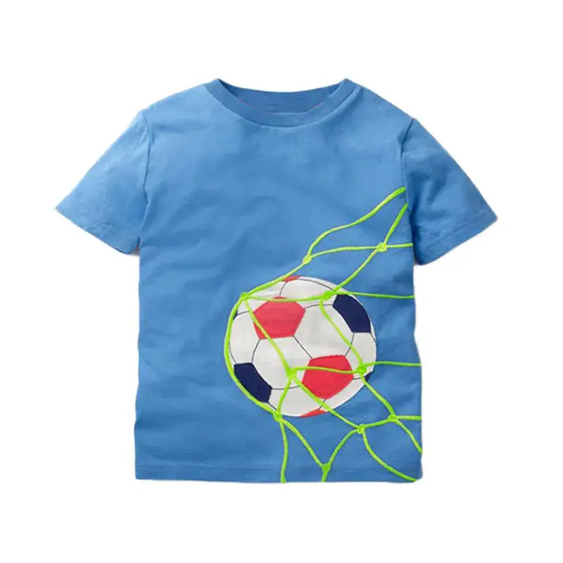 V-TREE Summer Baby Boys T Shirt Cartoon Car Print Cotton Tops Tees T Shirt For Boys Kids Children Outwear Clothes Tops 2-8 Year - Baby World