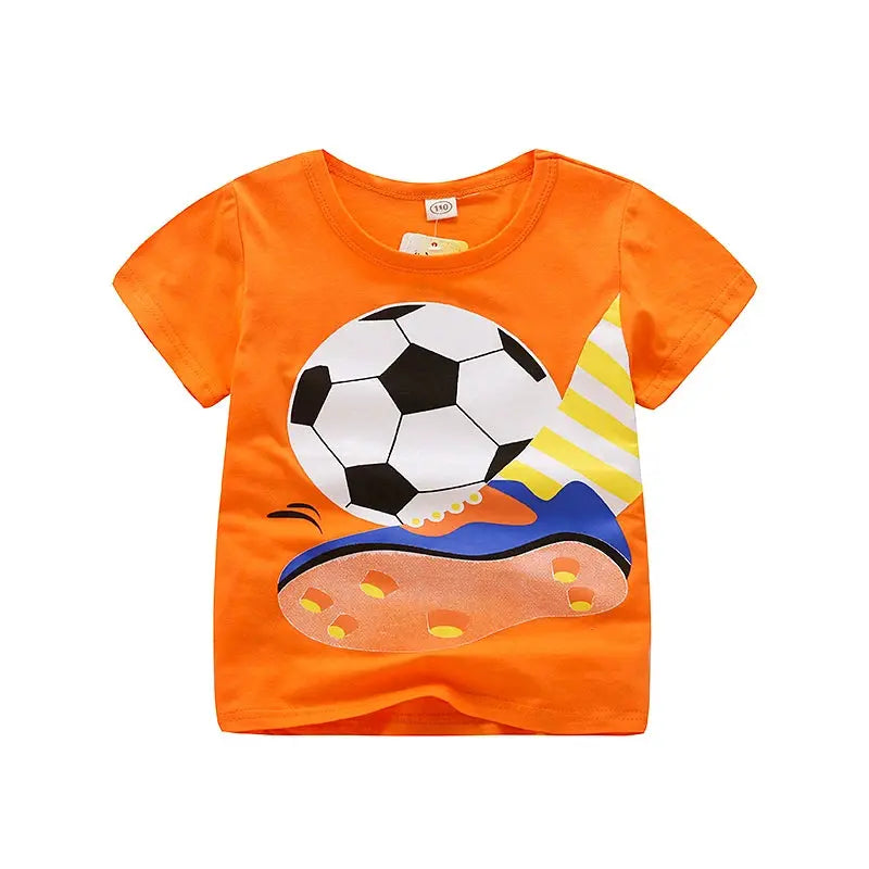 V-TREE Summer Baby Boys T Shirt Cartoon Car Print Cotton Tops Tees T Shirt For Boys Kids Children Outwear Clothes Tops 2-8 Year - Baby World