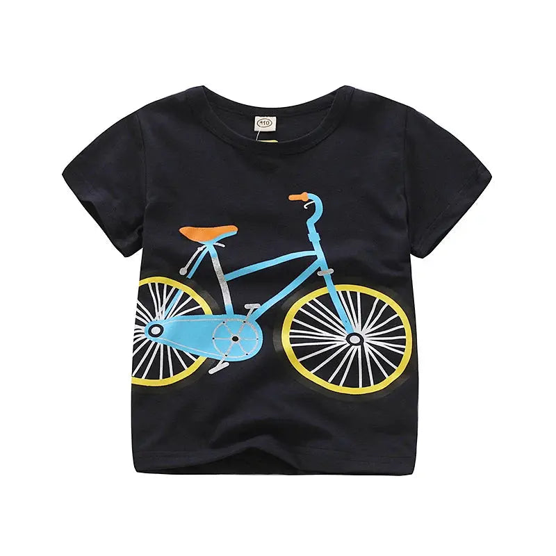 V-TREE Summer Baby Boys T Shirt Cartoon Car Print Cotton Tops Tees T Shirt For Boys Kids Children Outwear Clothes Tops 2-8 Year - Baby World