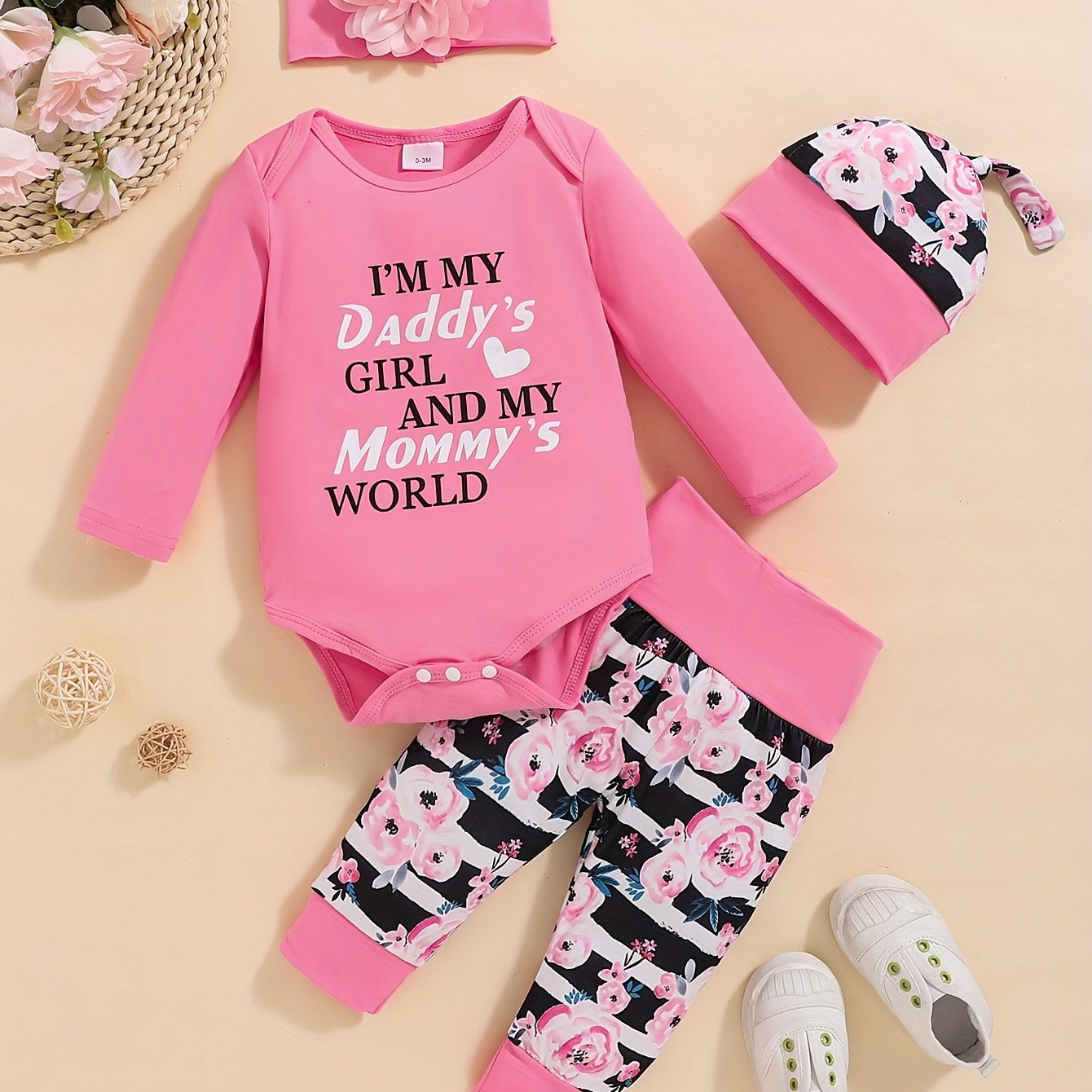 Girls Cute Letter Of Love Print Long Sleeve Bodysuit