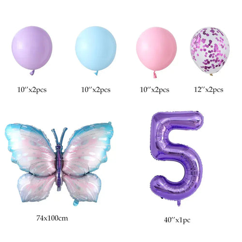 10pcs New Products Gradual Pink Butterfly Foil Balloon 40inch Purple Cream Digital Balloon Baby Shower Birthday Party Decoration - Baby World