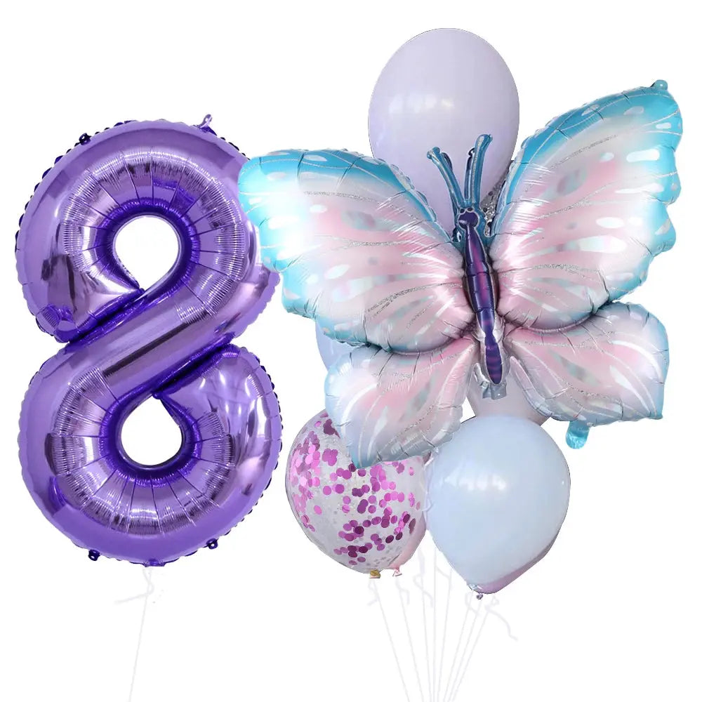 10pcs New Products Gradual Pink Butterfly Foil Balloon 40inch Purple Cream Digital Balloon Baby Shower Birthday Party Decoration - Baby World