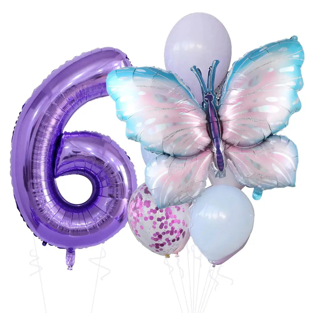 10pcs New Products Gradual Pink Butterfly Foil Balloon 40inch Purple Cream Digital Balloon Baby Shower Birthday Party Decoration - Baby World