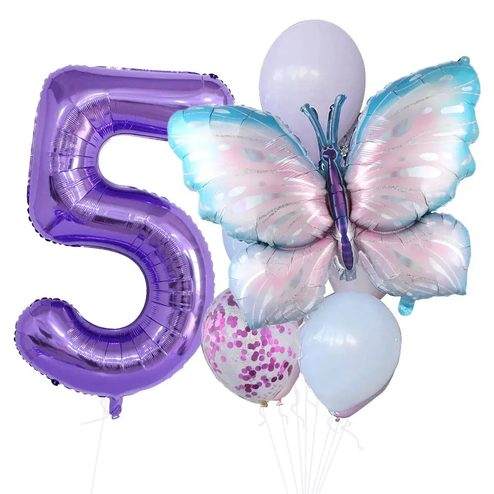 10pcs New Products Gradual Pink Butterfly Foil Balloon 40inch Purple Cream Digital Balloon Baby Shower Birthday Party Decoration - Baby World