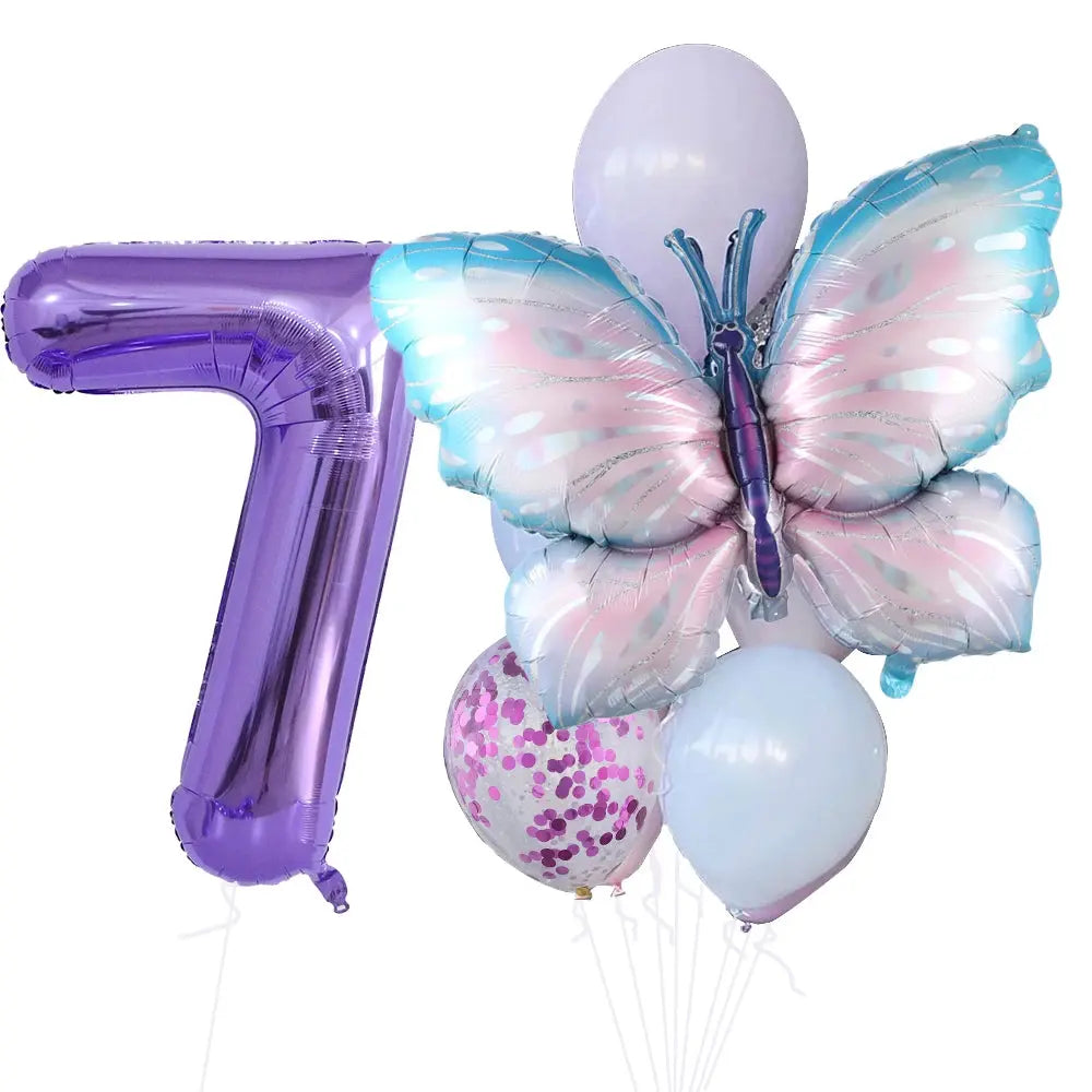 10pcs New Products Gradual Pink Butterfly Foil Balloon 40inch Purple Cream Digital Balloon Baby Shower Birthday Party Decoration - Baby World