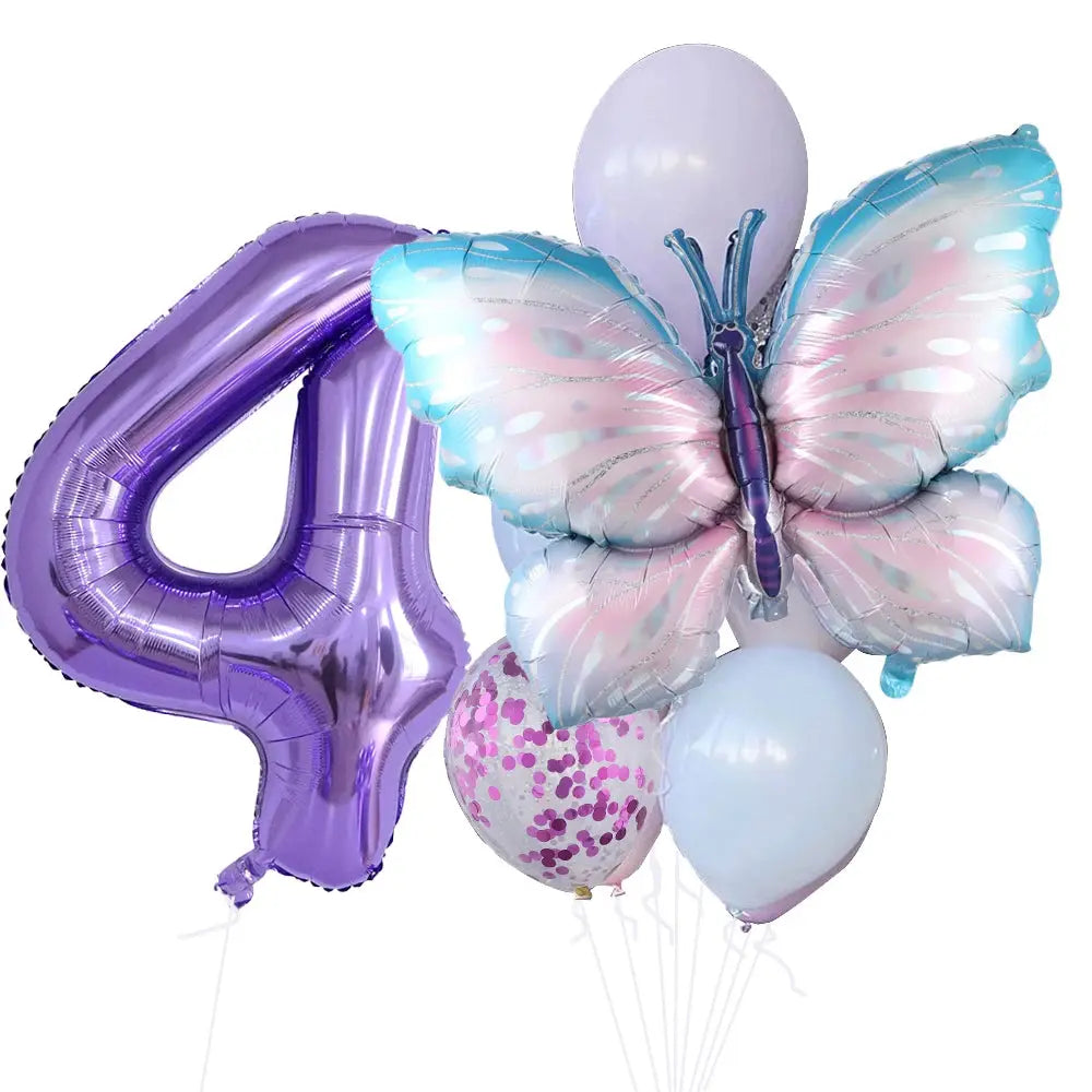 10pcs New Products Gradual Pink Butterfly Foil Balloon 40inch Purple Cream Digital Balloon Baby Shower Birthday Party Decoration - Baby World