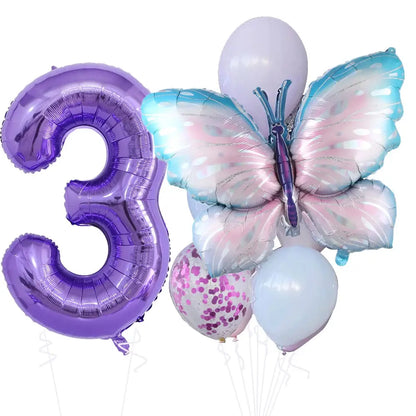 10pcs New Products Gradual Pink Butterfly Foil Balloon 40inch Purple Cream Digital Balloon Baby Shower Birthday Party Decoration - Baby World