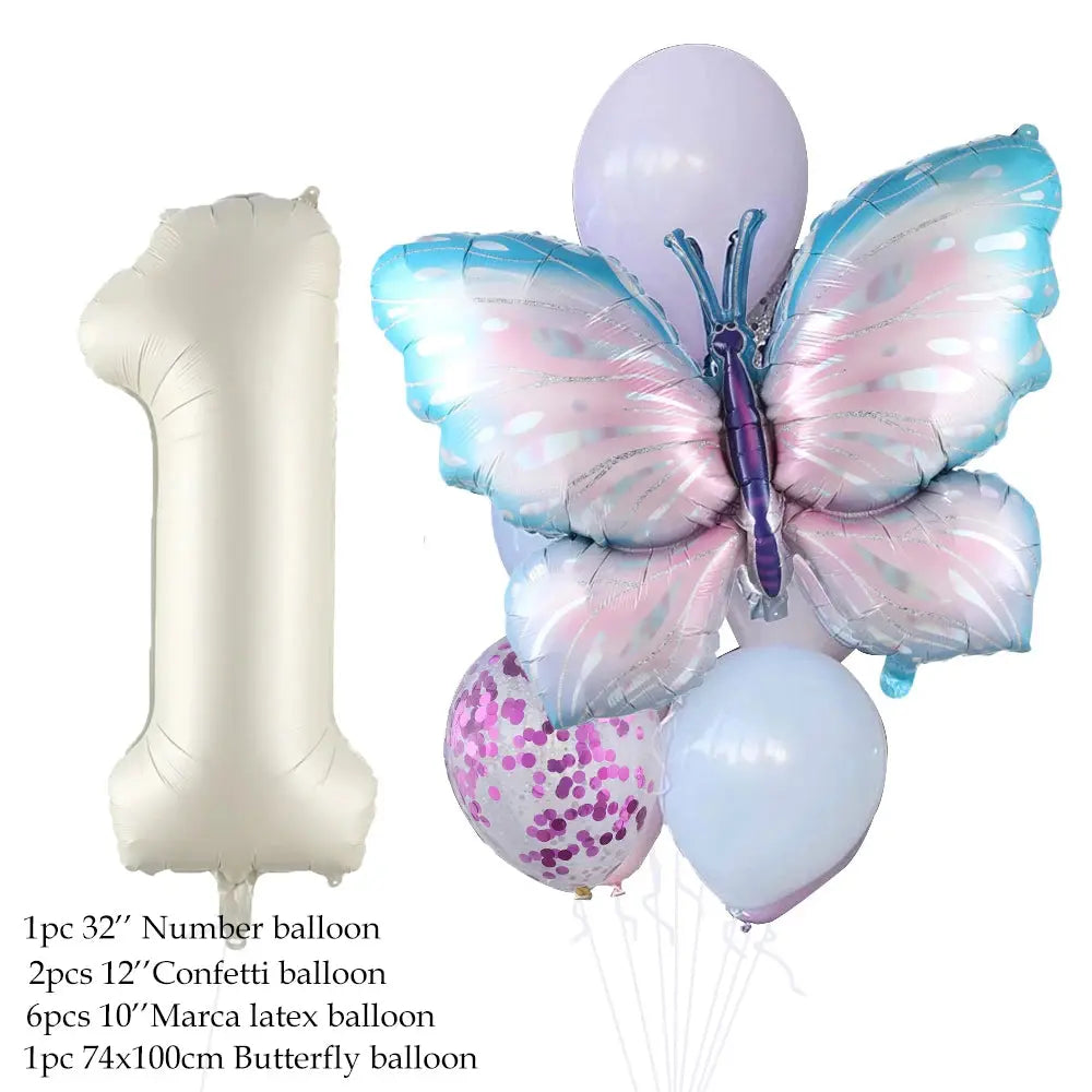 10pcs New Products Gradual Pink Butterfly Foil Balloon 40inch Purple Cream Digital Balloon Baby Shower Birthday Party Decoration - Baby World