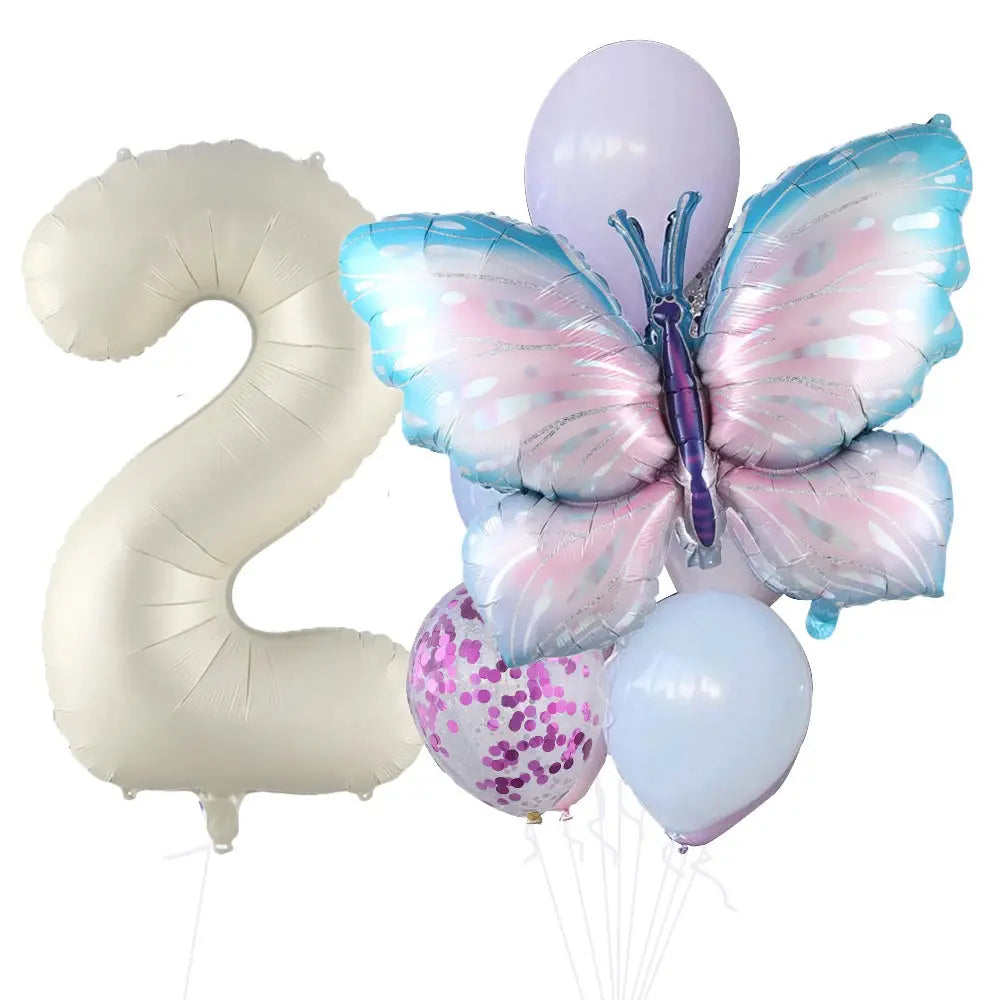 10pcs New Products Gradual Pink Butterfly Foil Balloon 40inch Purple Cream Digital Balloon Baby Shower Birthday Party Decoration - Baby World