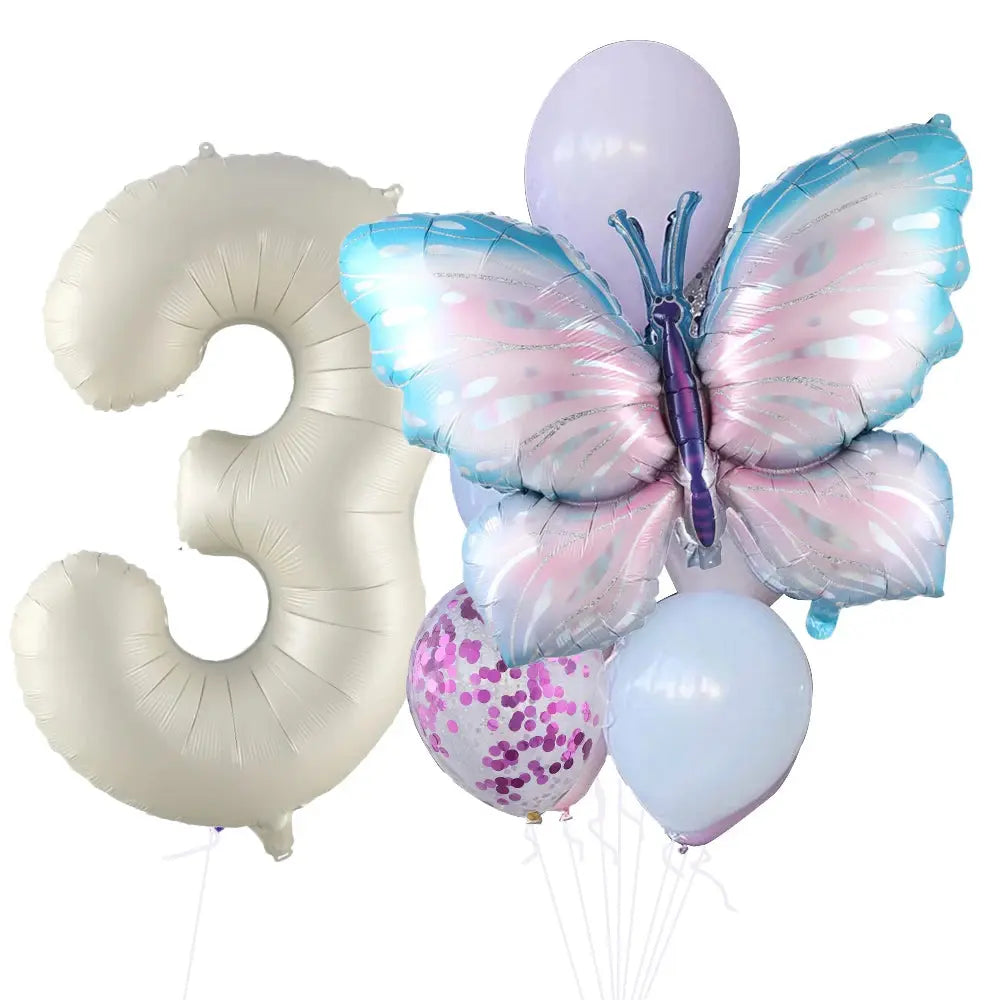 10pcs New Products Gradual Pink Butterfly Foil Balloon 40inch Purple Cream Digital Balloon Baby Shower Birthday Party Decoration - Baby World
