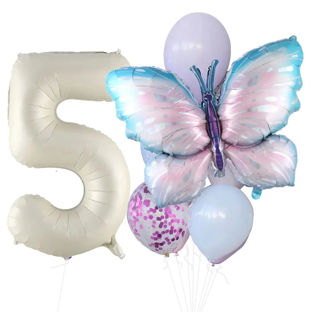 10pcs New Products Gradual Pink Butterfly Foil Balloon 40inch Purple Cream Digital Balloon Baby Shower Birthday Party Decoration - Baby World