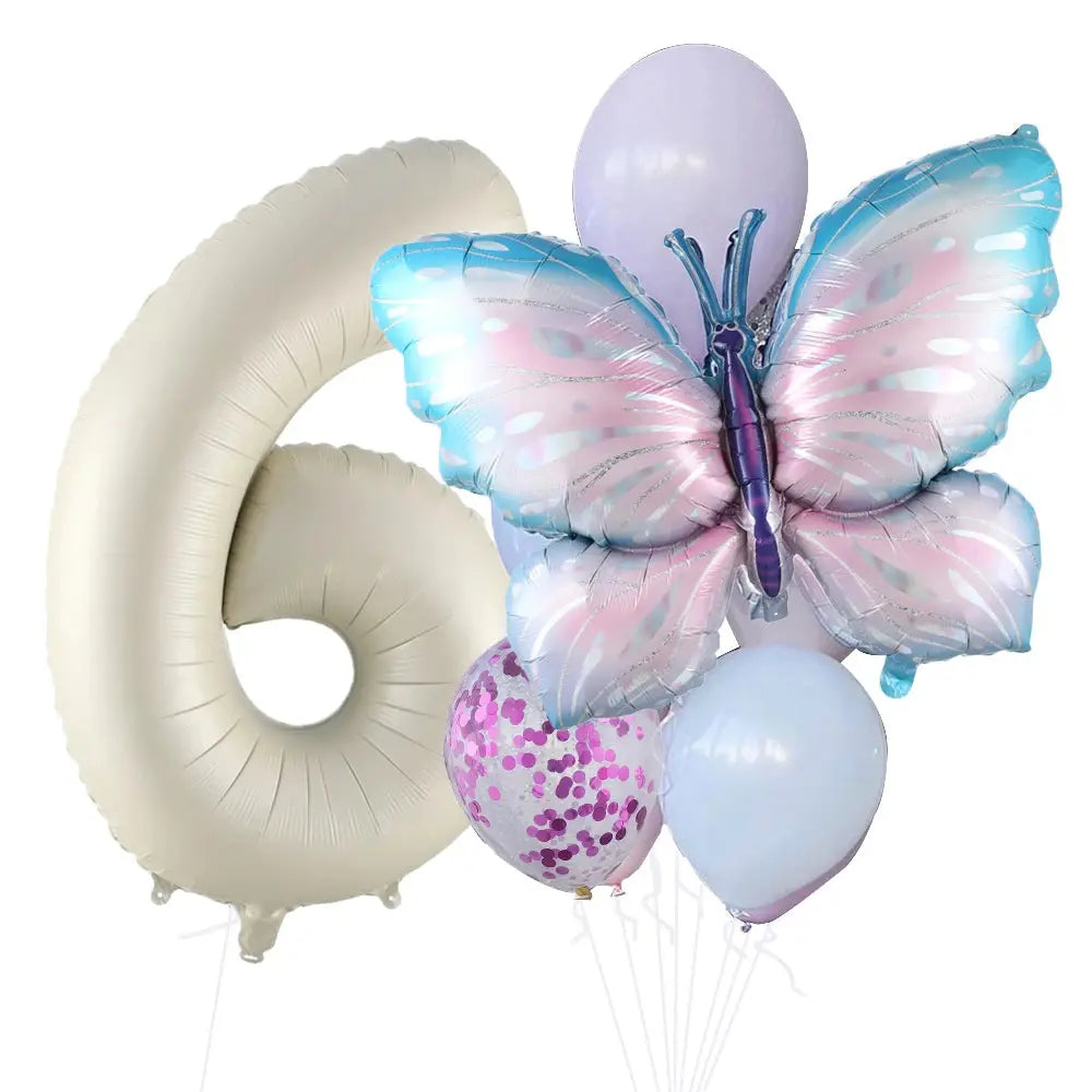 10pcs New Products Gradual Pink Butterfly Foil Balloon 40inch Purple Cream Digital Balloon Baby Shower Birthday Party Decoration - Baby World
